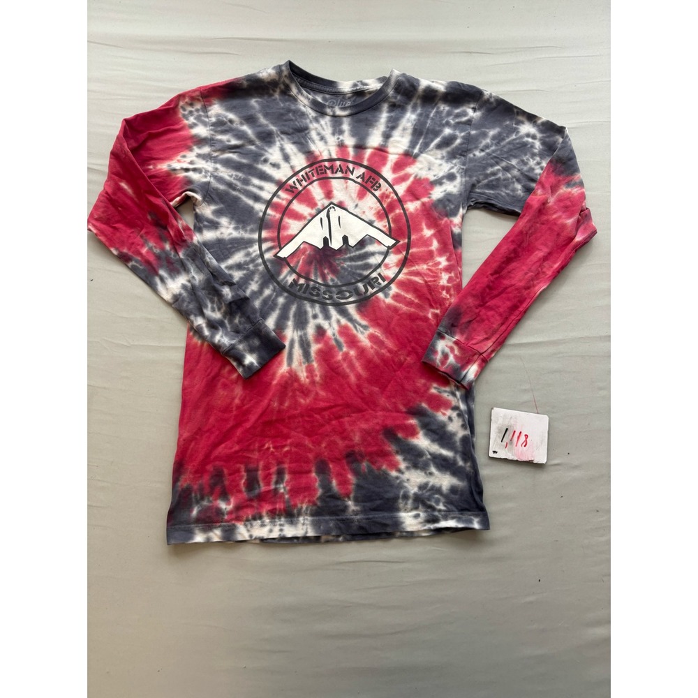 Blue 84 Whiteman AFB Missouri B-2 Stealth Bomber Tie Dye Long Sleeve Shirt M